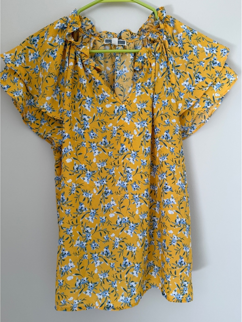 S Pleione yellow floral blouse